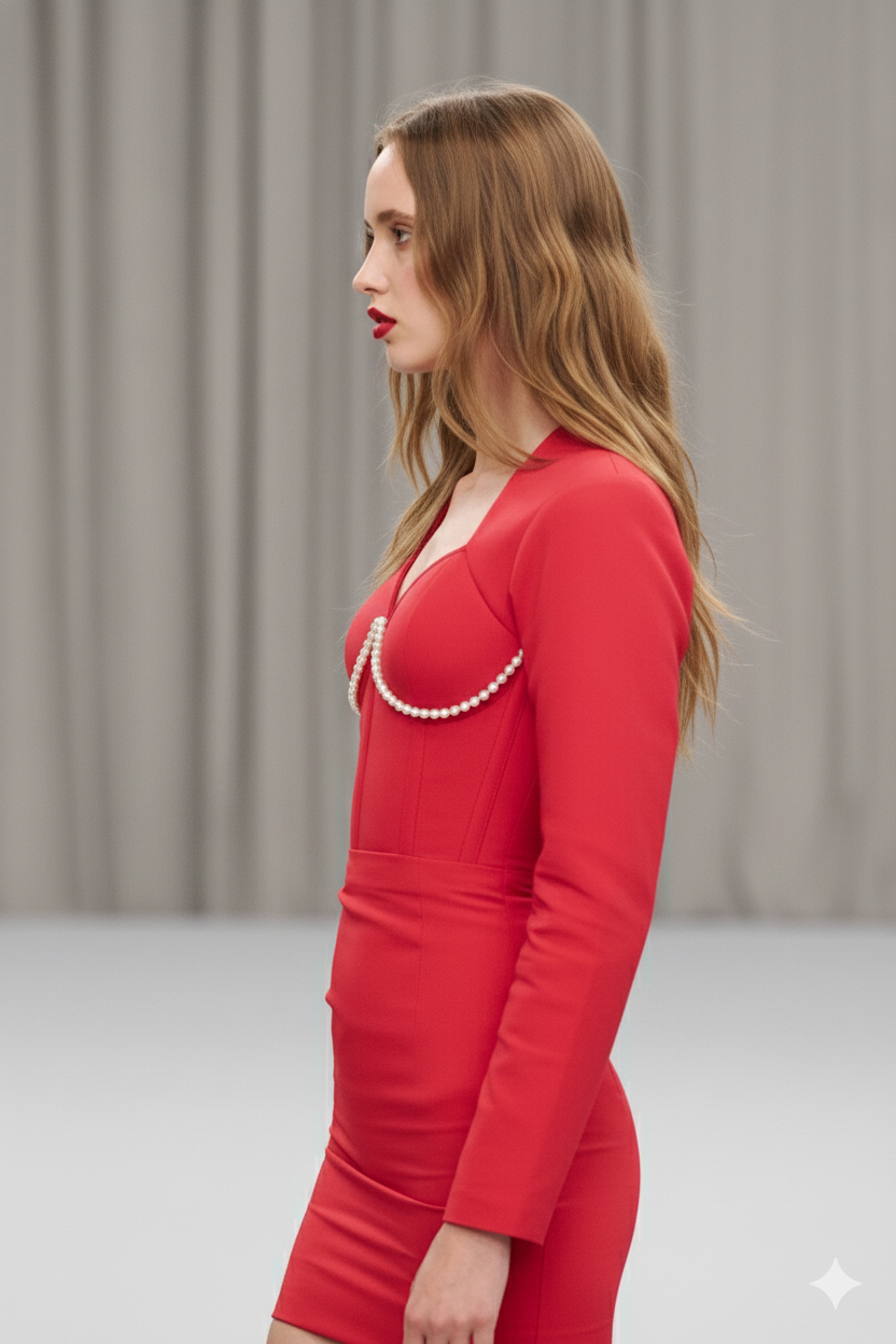 Crimson Ascent with Original Swarovski Pearls